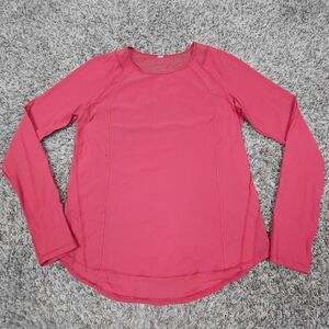 Lululemon Sculpt Shirt Womens 6 Orange Red Long Sleeve Mesh Back Yoga Gym Tee